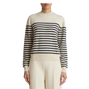 KHAITE Viola Sweater Stripe Pattern Cashmere Cream Navy size Medium
